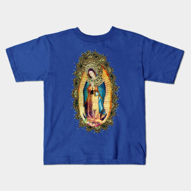 Our Lady of Guadalupe Mexican Virgin Mary Mexico Tilma 20-101 Kids T-Shirt by hispanicworld